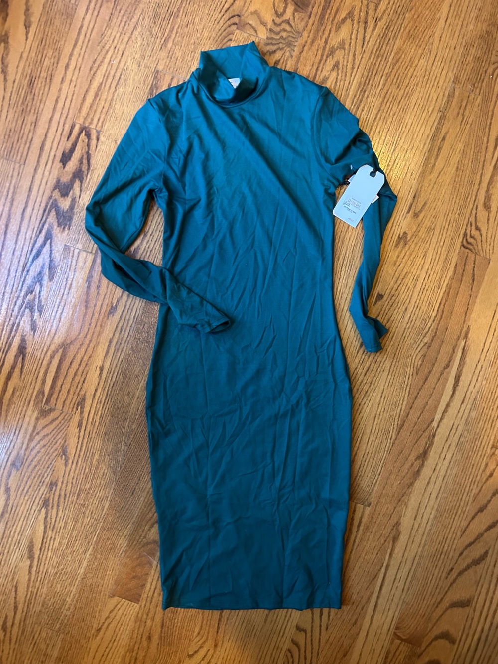 Nordstrom Teal Long Sleeve Mock Neck Midi Dress